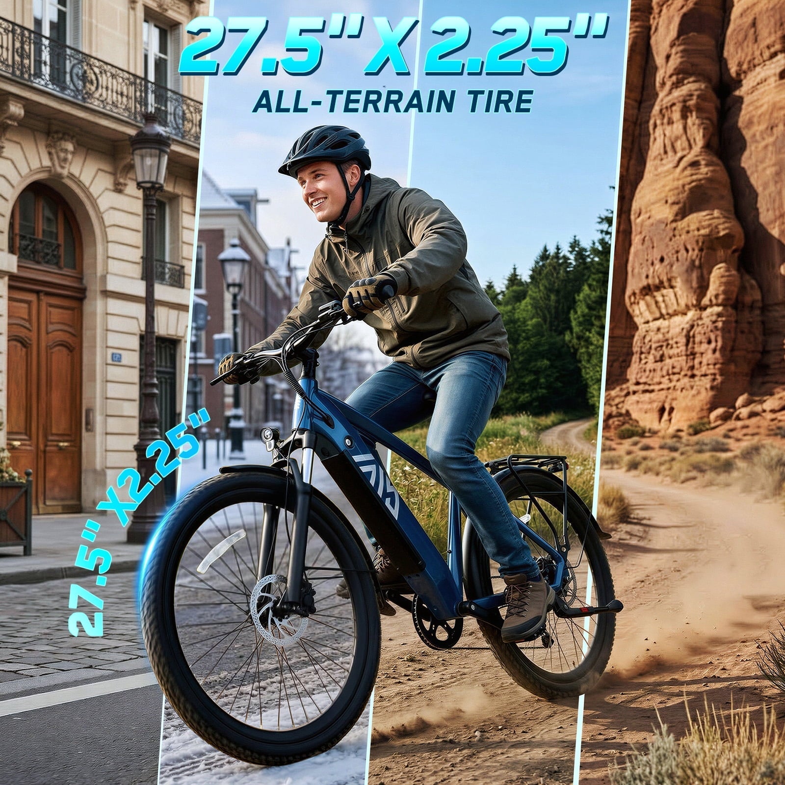 TST Electric Bike for Men, Peak 1000W E Mountain Bike, Electric Bicycle, 27.5 Tire EBike, Hydraulic Disc Brakes, 48V/15Ah Battery