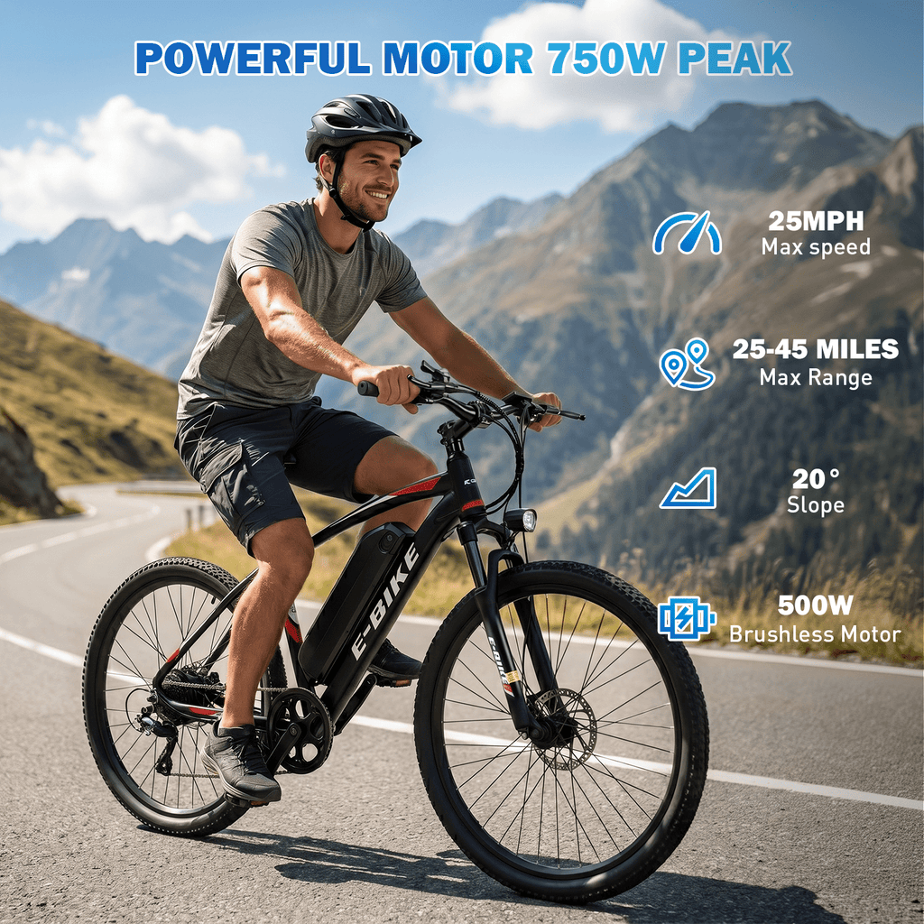 26 Electric Bike for Adults, 500W Motor, 36V Removable Battery, 25MPH & 35 Miles Range, UL2849 Certified, Dual Suspension Commuter Ebike