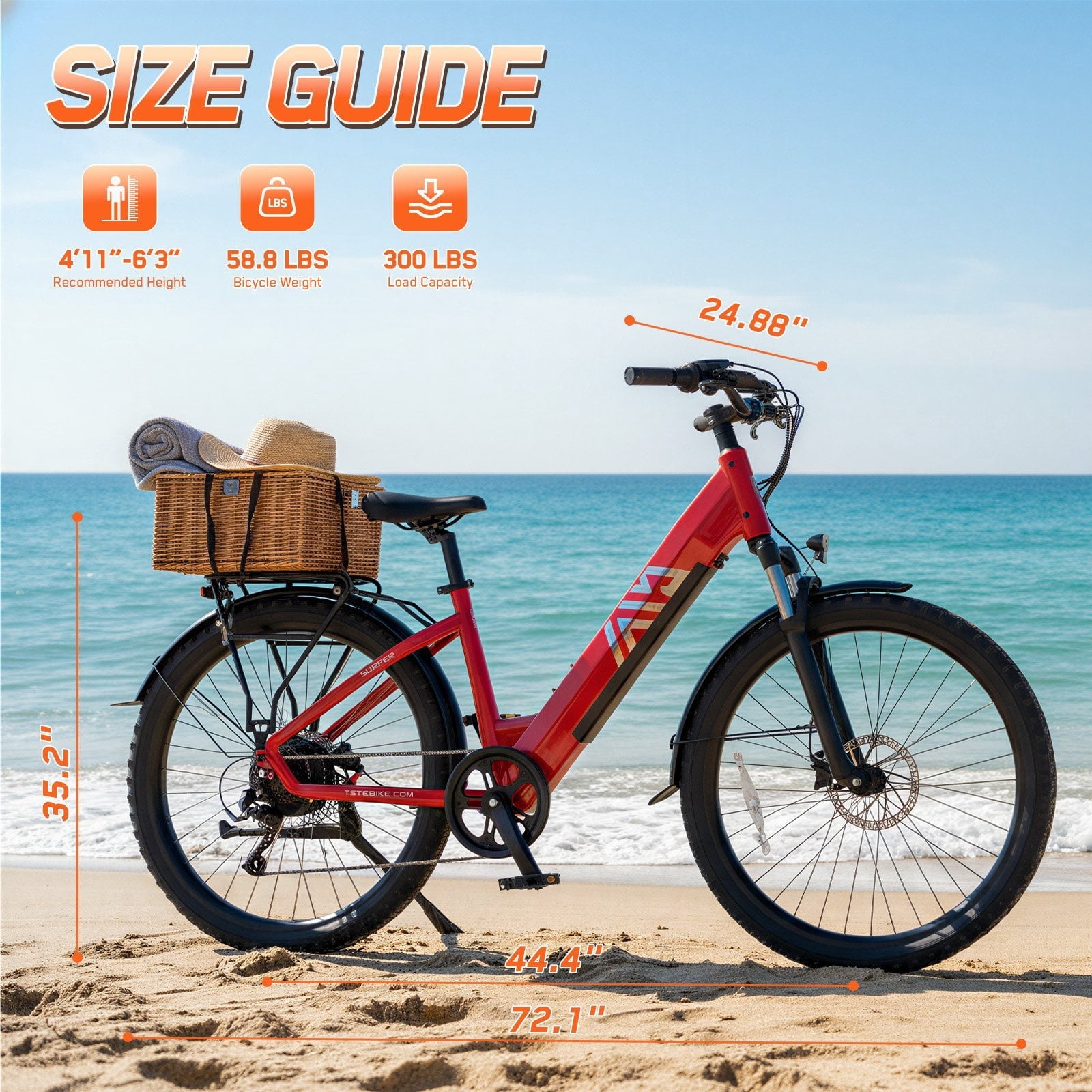 TST Electric Bike for Men, Peak 1000W E Mountain Bike, Electric Bicycle, 27.5 Tire EBike, Hydraulic Disc Brakes, 48V/15Ah Battery