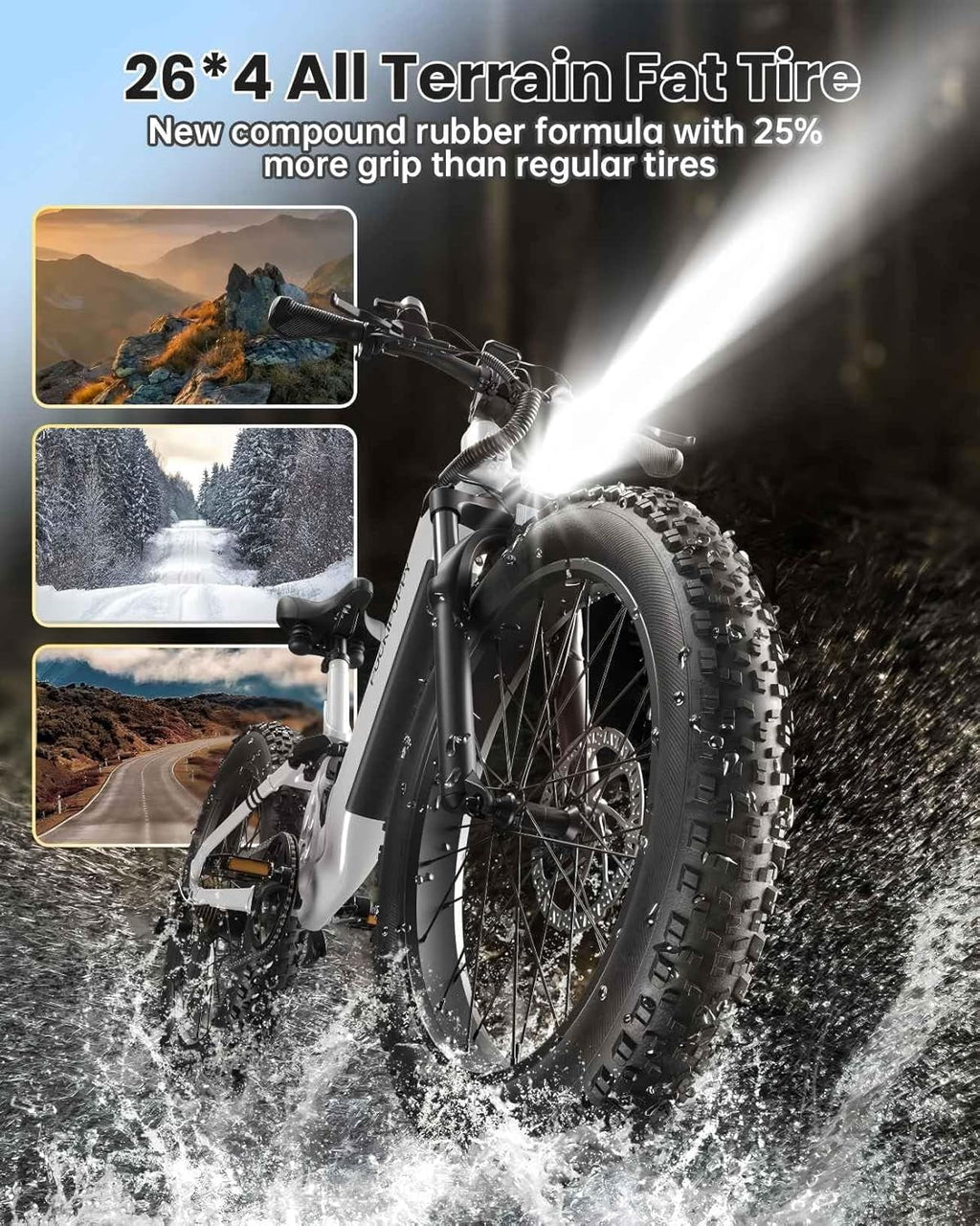 PUCKIPUPPY 26 Electric Bikes for Adults 960W Peak Step Through E-Bikes up to 80Miles Range 48V 20AH Battery Full Suspension Ebike 28 mph Max Speed Fat Tire E-Mountain Bike 7 Speed, UL2849 by SGS