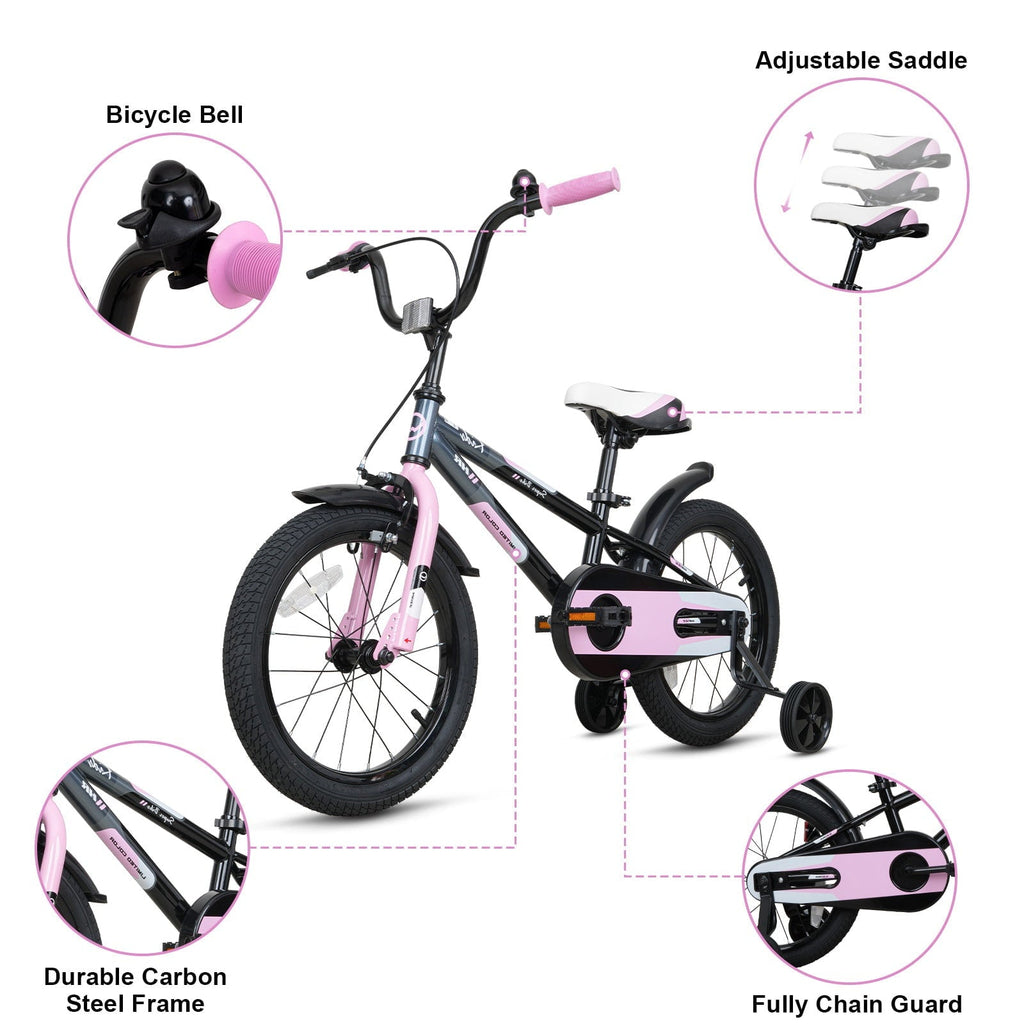 Hykolity Kids Bike, 16 Inch Children Bicycle for Boys & Girls Ages 4-6 Years Old, Rider Height 38-48 Inch, Sport Bike BMX Freestyle Handlebar Black Green