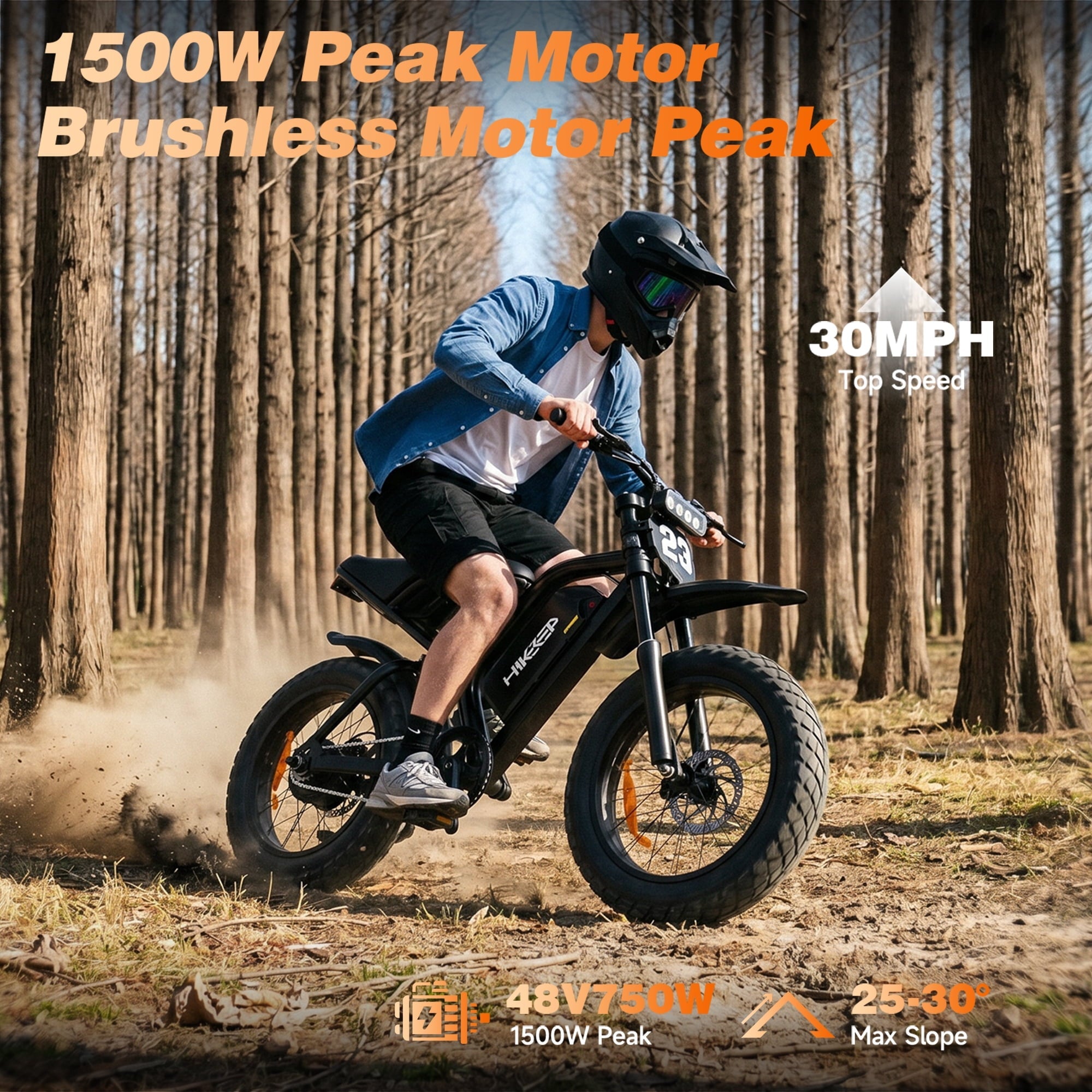 HiKeep 20 Fat Tire Electric Bike for Adults, 750W 1500W Peak Motor, 48V 17.5Ah Removable Battery E-Mountain, Full Suspension Dirt Ebike, UL2849