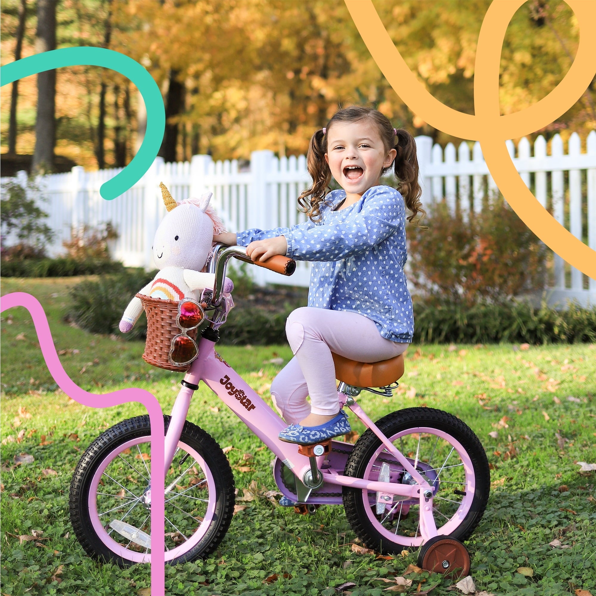JOYSTAR Vintage Kids Bike with Basket & Training Wheels,12 14 16 20 24 Inch Kids Bike for 2-14 Years Old Girls & Boys, Green