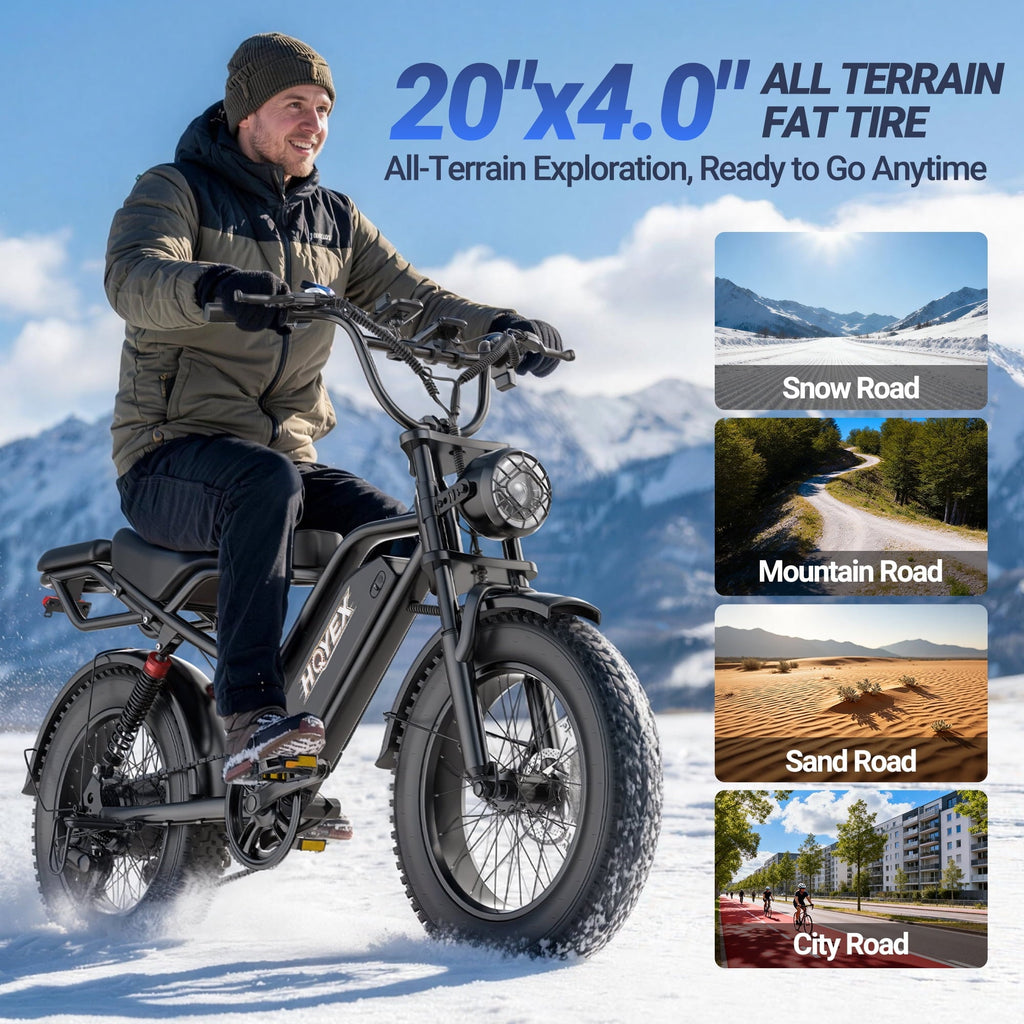 HQYEX HQ20 Adult Electric Bike, 1500W Brushless Motor, 20 Fat Tire Ebike, 48V 20Ah Removable Battery, 31MPH Top Speed with Dual Suspension & Dual Disc Brakes for All-Terrain Use