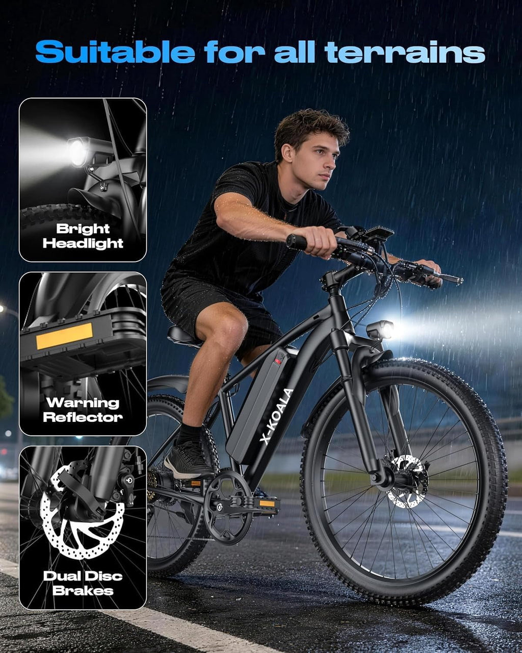 Electric Bike for Adults, 26 E Bike with 1500W Peak Motor, 25 MPH, 50+ Miles Range Electric Bicycle, UL 2849 Electric Mountain Bike