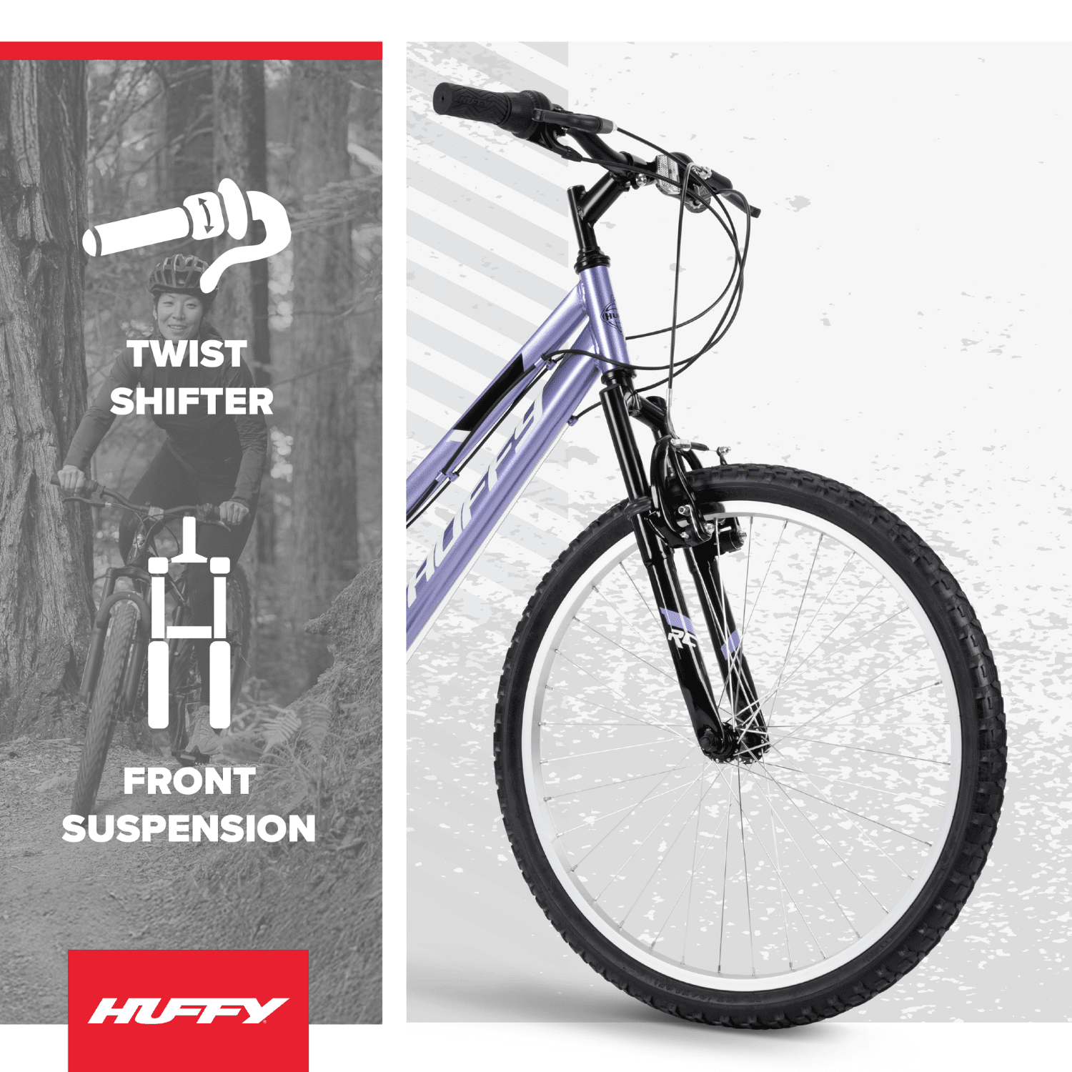Huffy 24 Rock Creek Mountain Bike, Fits Riders 58” - 70”, Purple, Adult, Women's