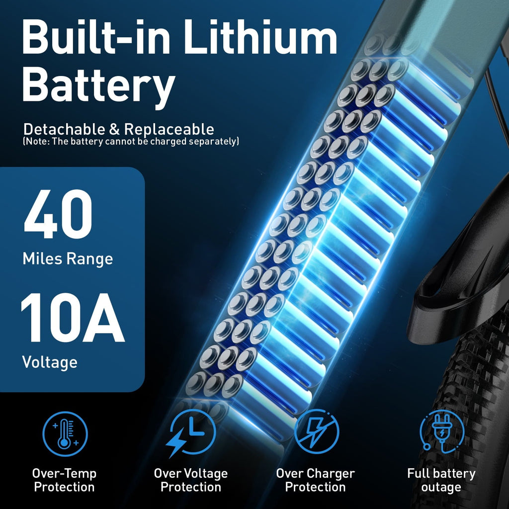 Unibike 26Electric Bike for Adults, Top Speed 22 MPH, 400W Ebike for Teens, 36V 10AH Lithium Battery, Mountain E Bike, Blue