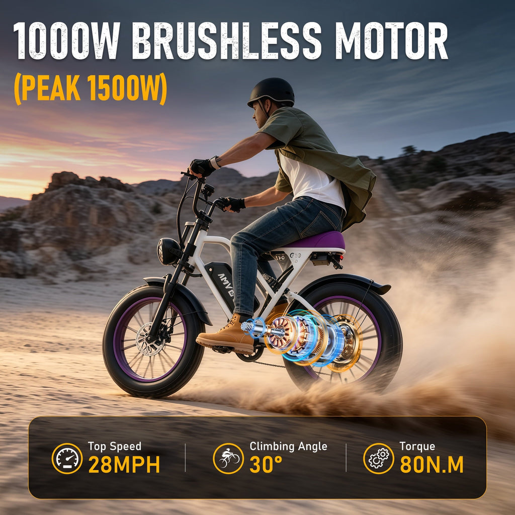 AMYET G60 Electric Bike for Adults, 1000W Peak 1500W, 48V 20Ah, 20x4 Fat Tire E Mountain Bike, UL2849