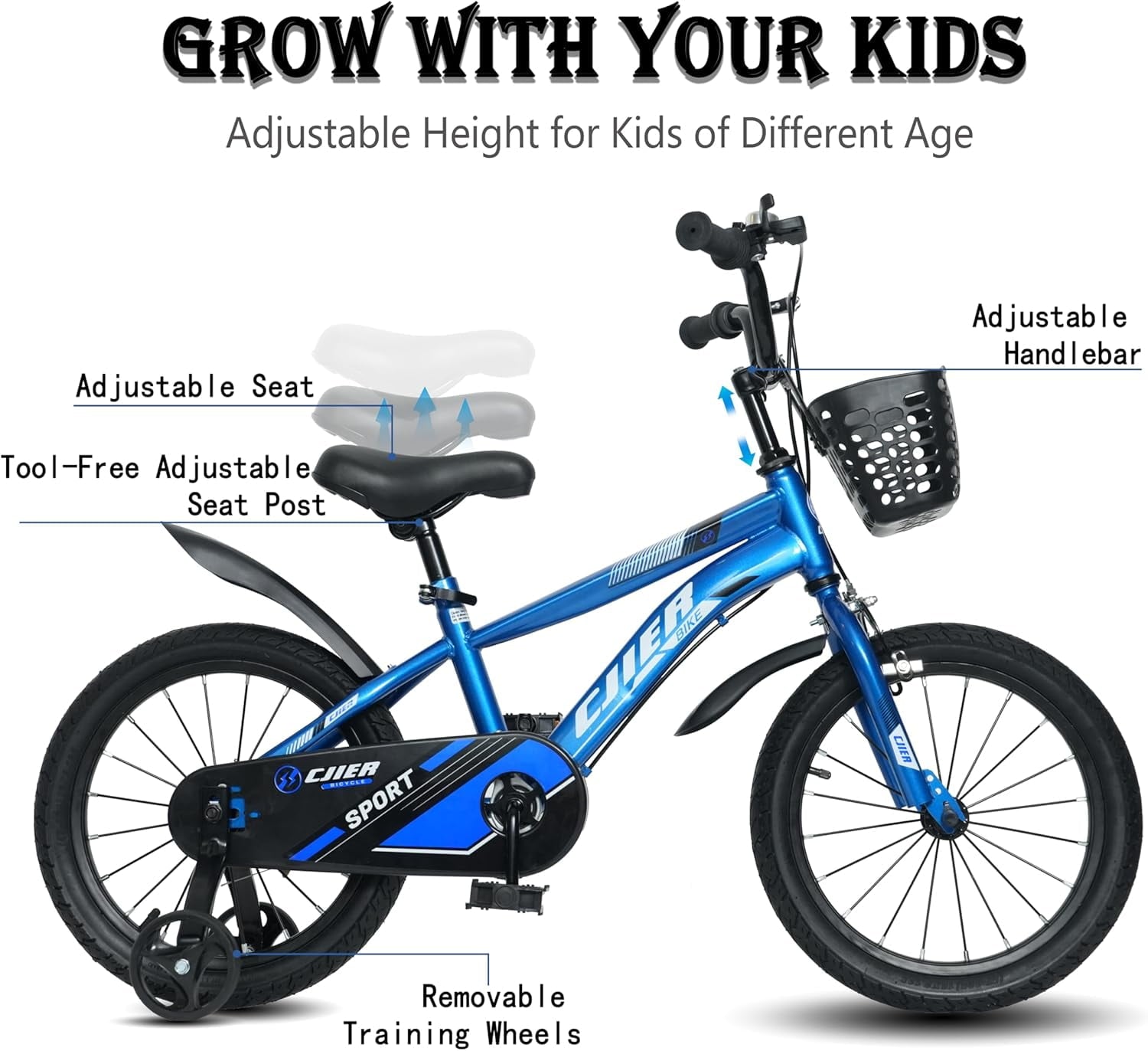 NEORIVER 14 Kids Bikes for Girls and Boys, Kids' Bicycles with Training Wheels, Ages 3-5 Years