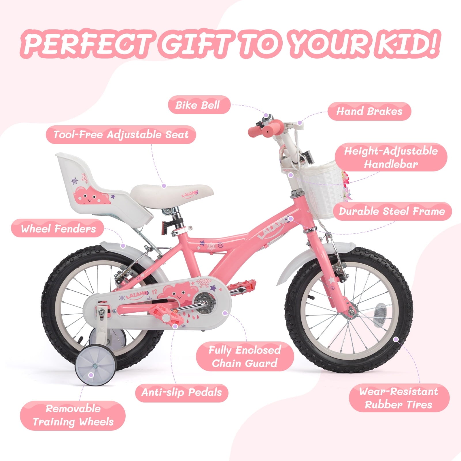 Ktaxon Kids Bike for Ages 2-5 Years Old, 12 Inches Kid's Bikes with Training Wheels, Children Bicycle for Boys Girls, Easy to Assemble, Learning to Ride, Blue
