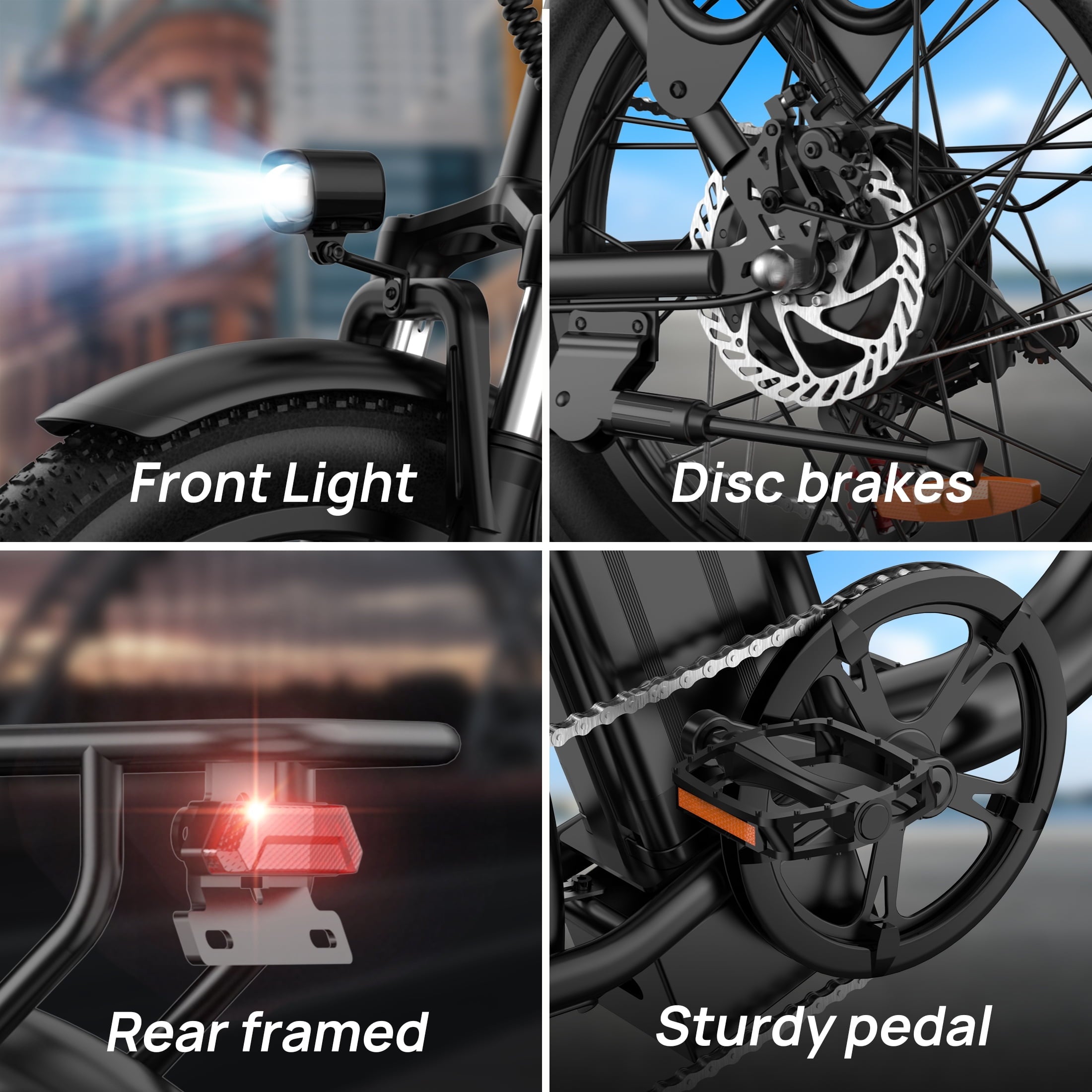 URLIFE 3.0 Fat Tire Ebike, 20 Electric Bicycles for Adult, 750W Peak Motor, 48V 13AH Remobavle Battery, 7-Speed Commuting Ebike, UL2849-Black