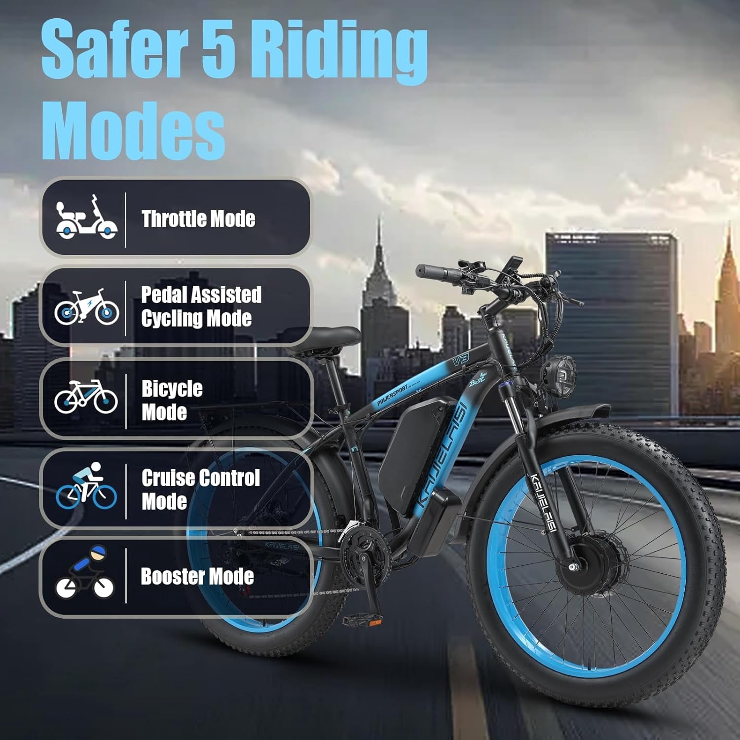 KETELES Adults Dual Motor Electric Bike, Peak 4000W 26 Inch Fat Tire Electric Mountain Bike, 48V 22.4AH Removable Battery, Dual Hydraulic Brakes 21-Speed Ebike