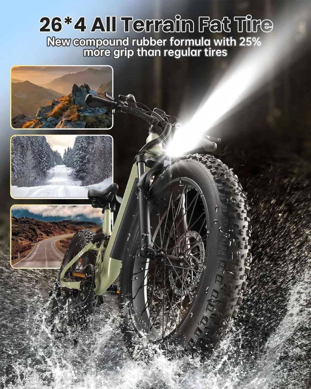 PUCKIPUPPY 26 Electric Bikes for Adults 960W Peak Step Through E-Bikes up to 80Miles Range 48V 20AH Battery Full Suspension Ebike 28 mph Max Speed Fat Tire E-Mountain Bike 7 Speed, UL2849 by SGS