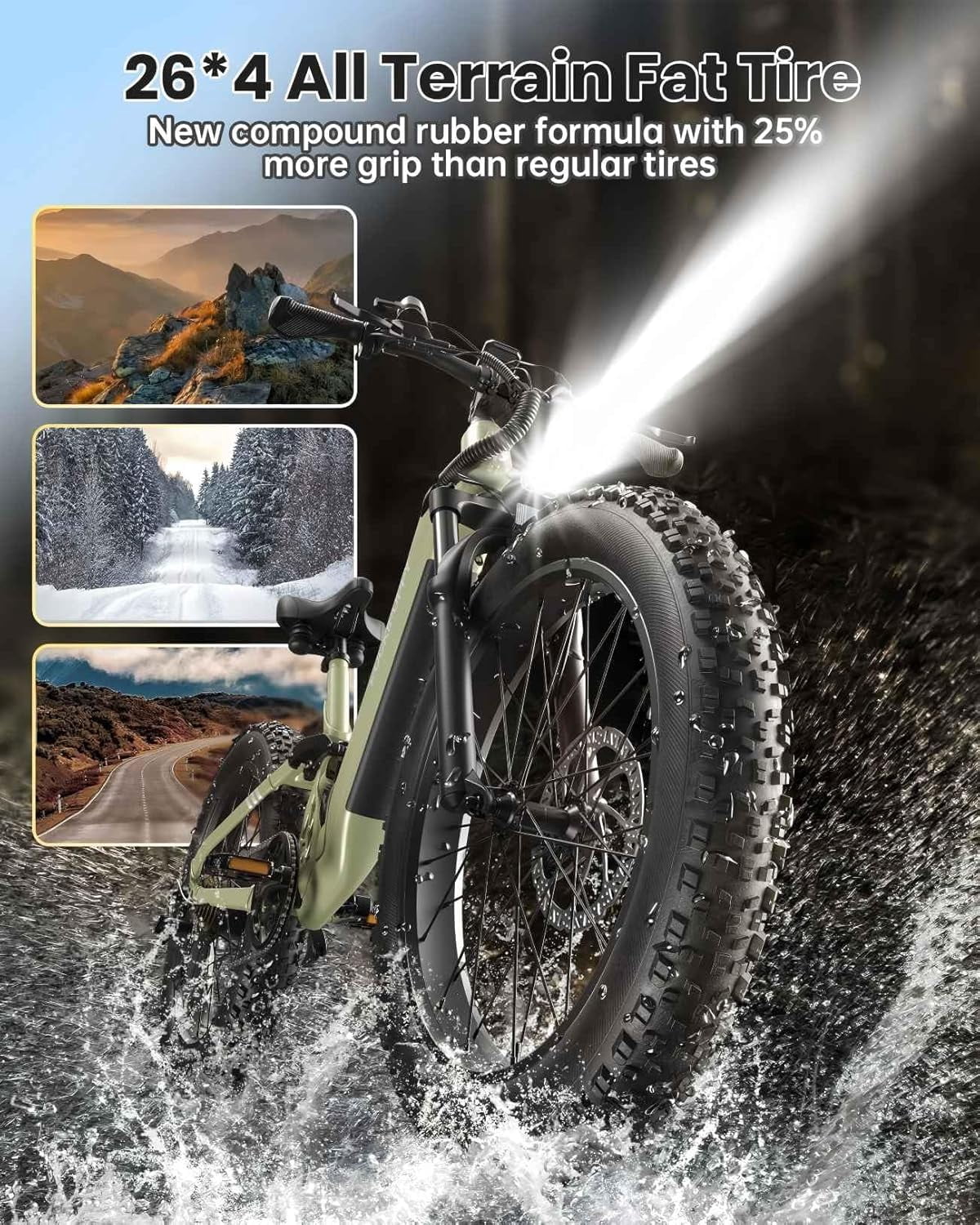 PUCKIPUPPY 26 Electric Bikes for Adults 960W Peak Step Through E-Bikes up to 80Miles Range 48V 20AH Battery Full Suspension Ebike 28 mph Max Speed Fat Tire E-Mountain Bike 7 Speed, UL2849 by SGS