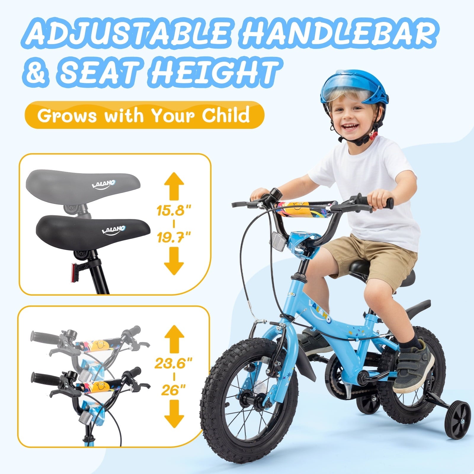 Ktaxon Bike, 18 Inch Bicycle with Training Wheels and Kickstand, Easy to Assemble, Learning to Ride, Blue