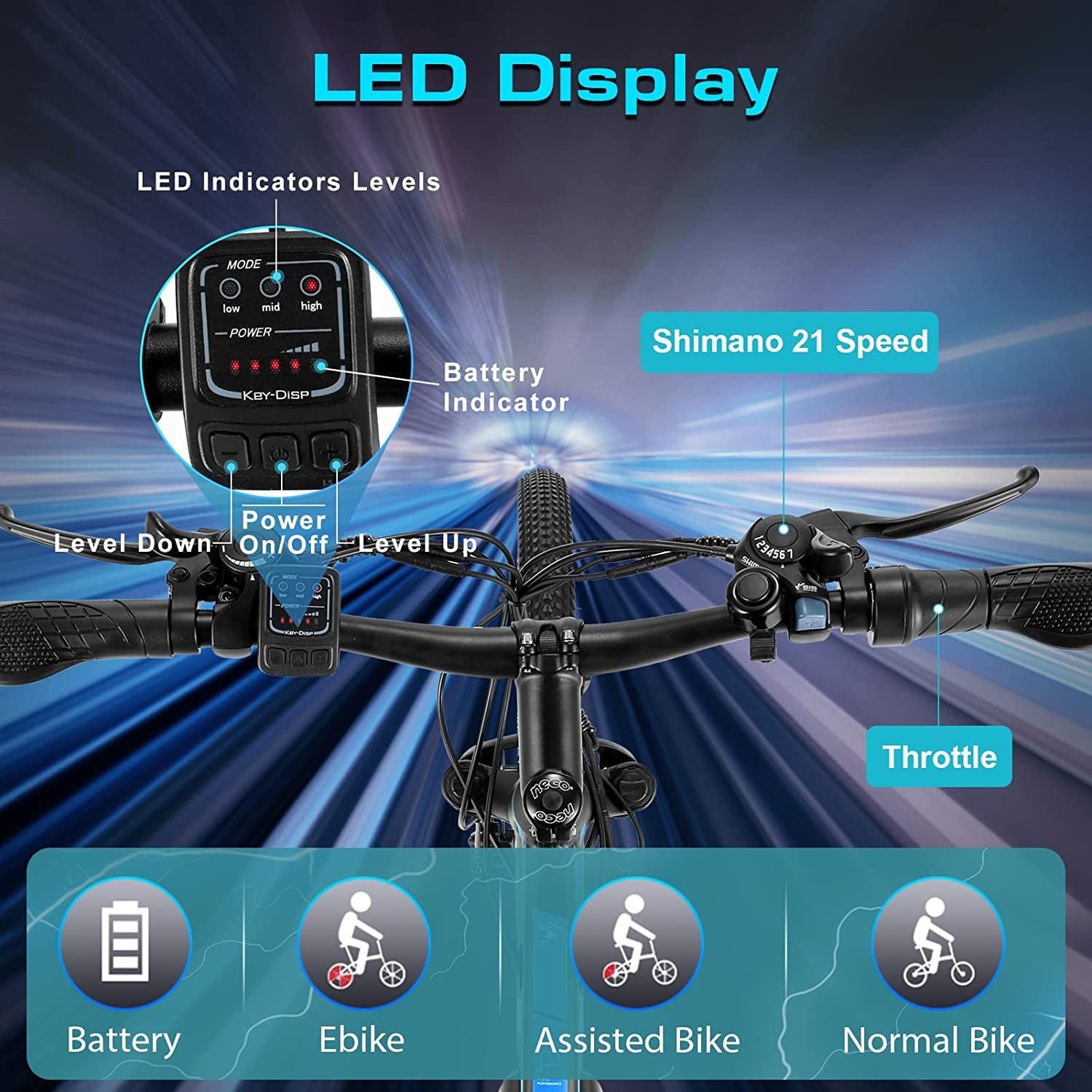 Vivi Electric Bike for Adults 27.5 Electric Mountain Bike 48V 500W High-Step Electric Bike 21 Speed Adult Commuter Bike 19.8MPH with Cruise Control, UL2849 Certified