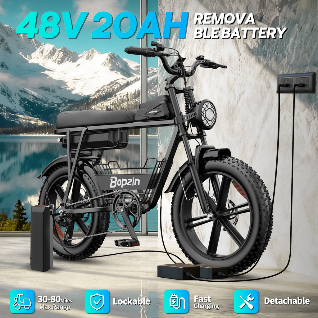 Electric Bike for Adults,1500W 35MPH,48V 20AH 30-80 Miles,20'' Fat Tire Mountain Bike with Rear Rack UL2849