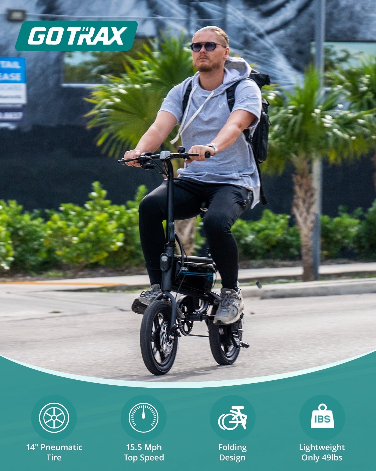 Gotrax Nano 14 Folding Adult Electric Bike,15.5mph 36V 350W Peak Foldable City Bike With LED Light,White