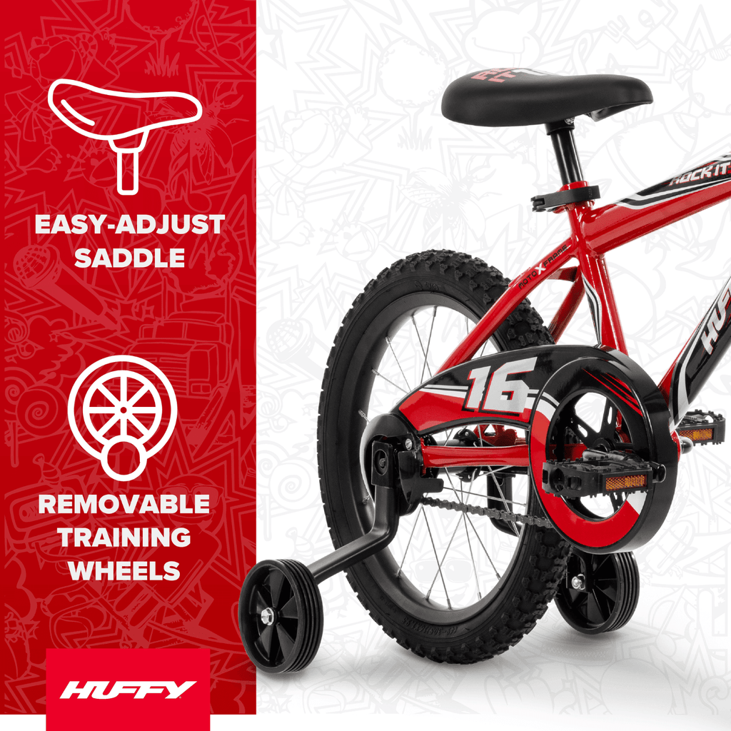 Huffy 16 Rock It Kids' Bike, Fits Riders 42 - 48, Red, Youth, Boys