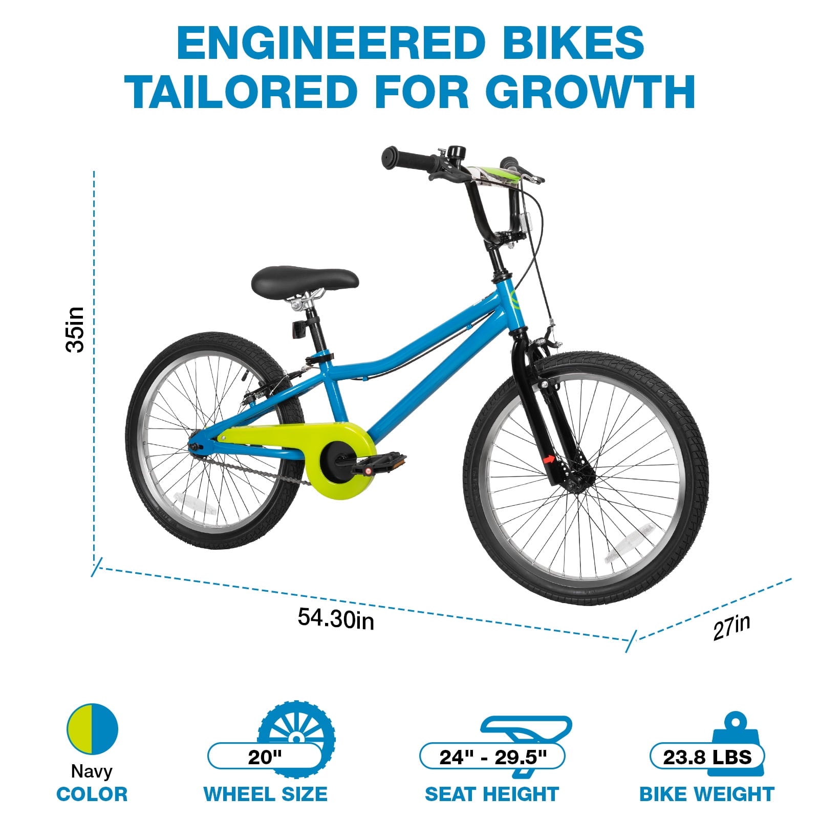Hykolity 20 Kids Bike Age 6-12 Boy Girl Bicycle Coaster Brake Children Bike For Tween Height 48-62 Teen Sport Outdoor Riding Navy Blue