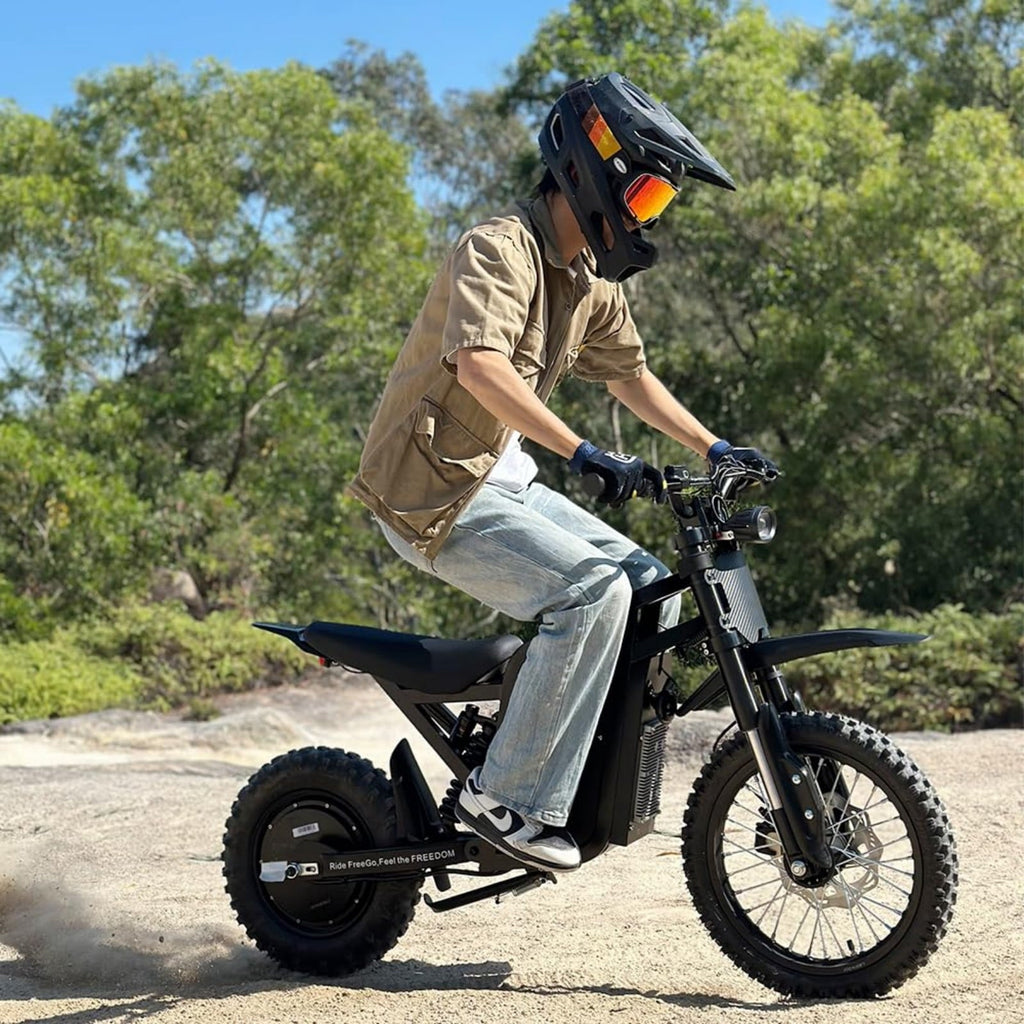 Freego X0 Electric Mountain Bike for Adults & Teens,3600W(Peak),60V 23AH Battery,40 MPH Top Speed,50 Miles Range,14/10 Tires,UL2849
