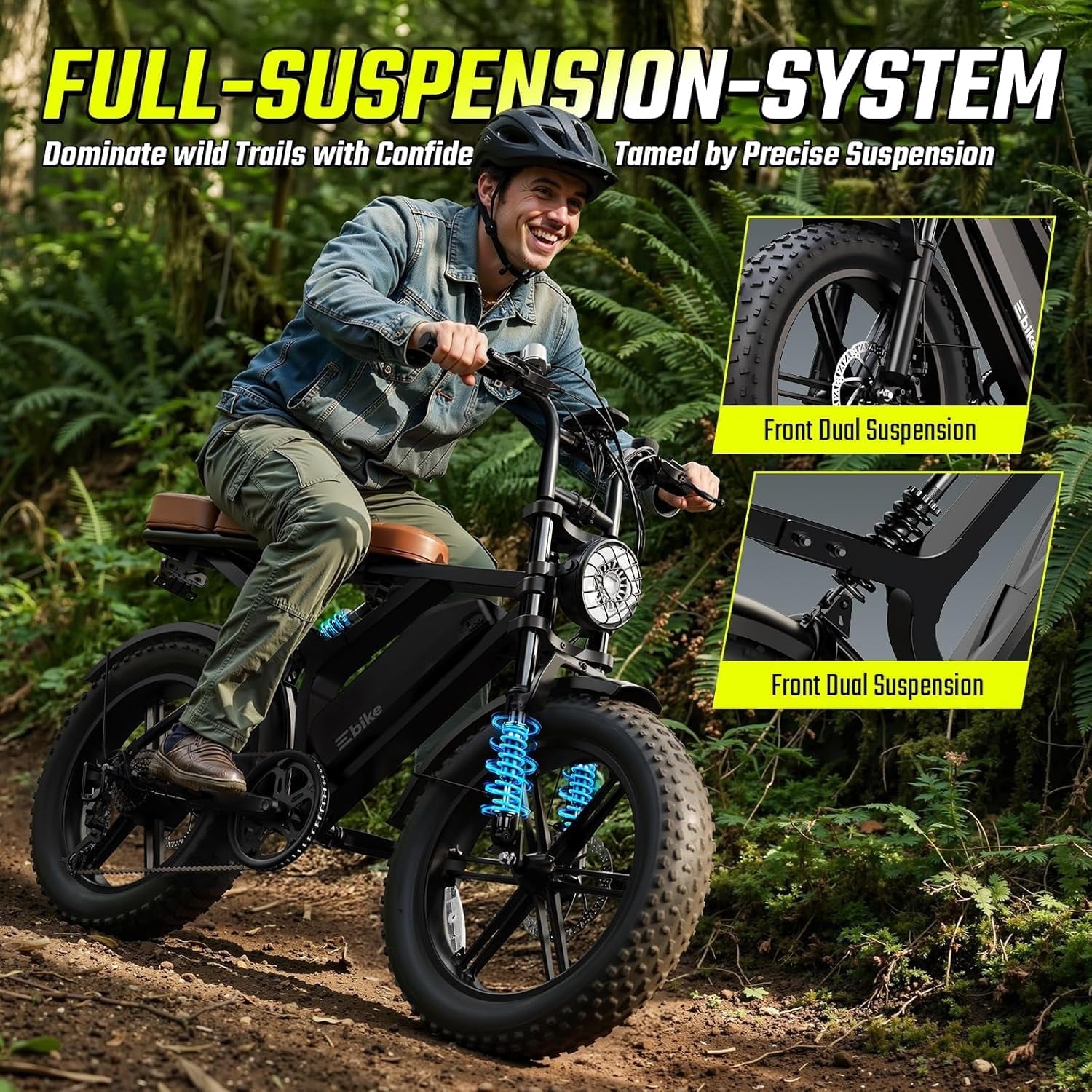 TST Electric Bike for Adults, 48V/15AH Battery, 20x4 Fat Tire, 750W Motor Off-Road E Biker, UL2849