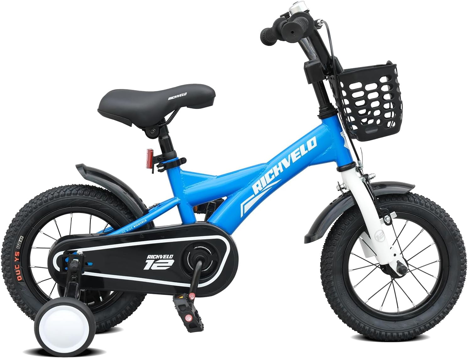 Kids Bike 12 Inch for Boys Girls, BMX Style Kids' Bicycle with Removable Training Wheels and Basket, Coaster Brake Toddlers Children's Bicycle Gift for Boys Girls 2-4 Years Old, Blue