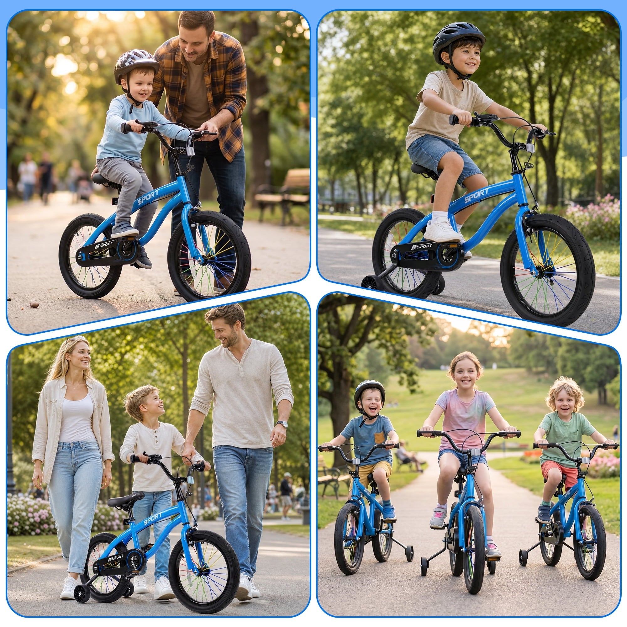 Enjoyrun 16 Kids Bike,Bike for Boys and Girls with Training Wheels,Children's Bicycles for Ages 5–8,Blue