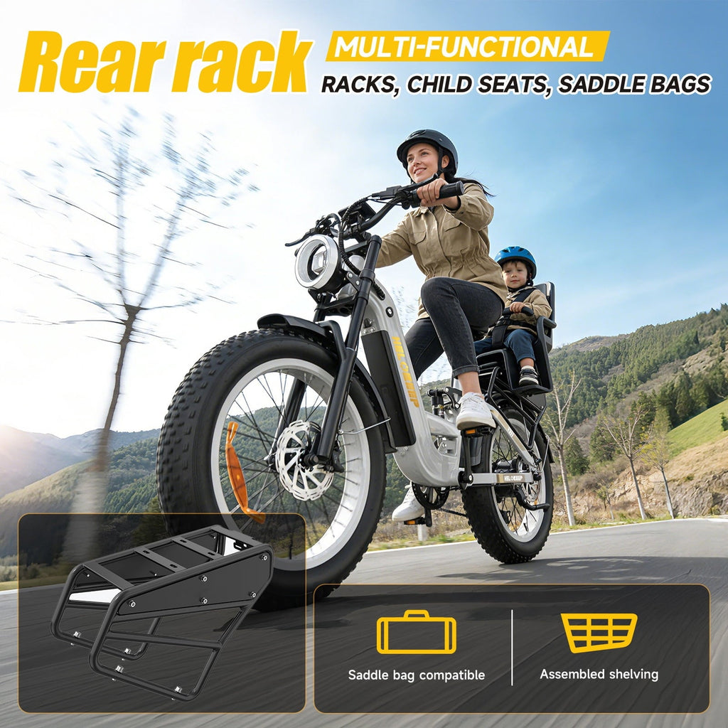 Helokeep 26 Green Fat Tire High Performance Cargo Electric Bike for Men, 4000W Peak 2000W, 40MPH, 48V 25Ah UL2849 Off-Road Ebike