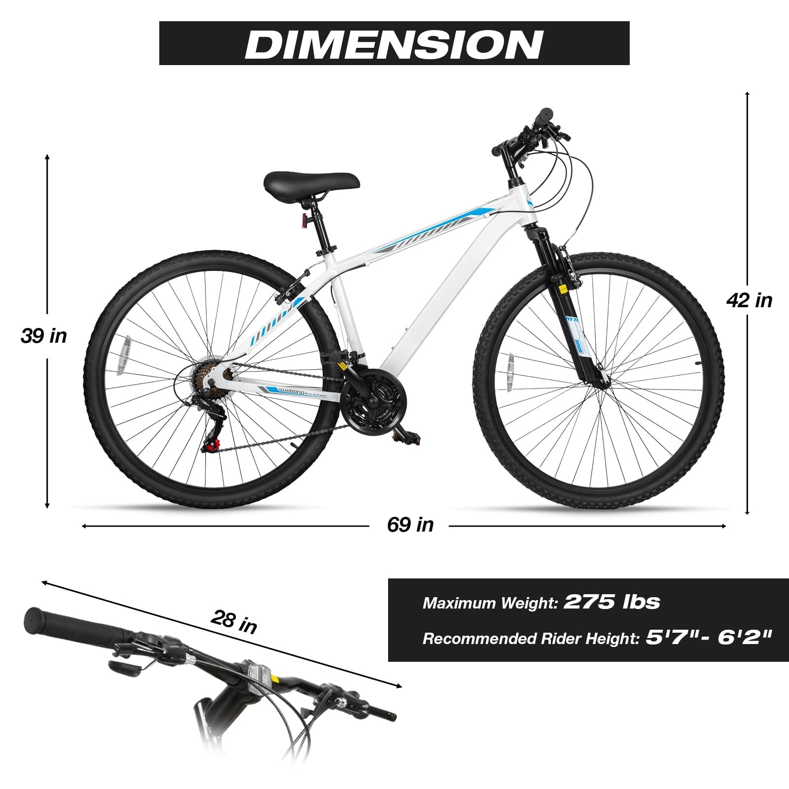 Hykolity 29 inch Mountain Bike 29r MTB Sport Bicycle Large Bike Full Suspension Lightweight Outdoor Cycling for Adult Men Woman - Pale White
