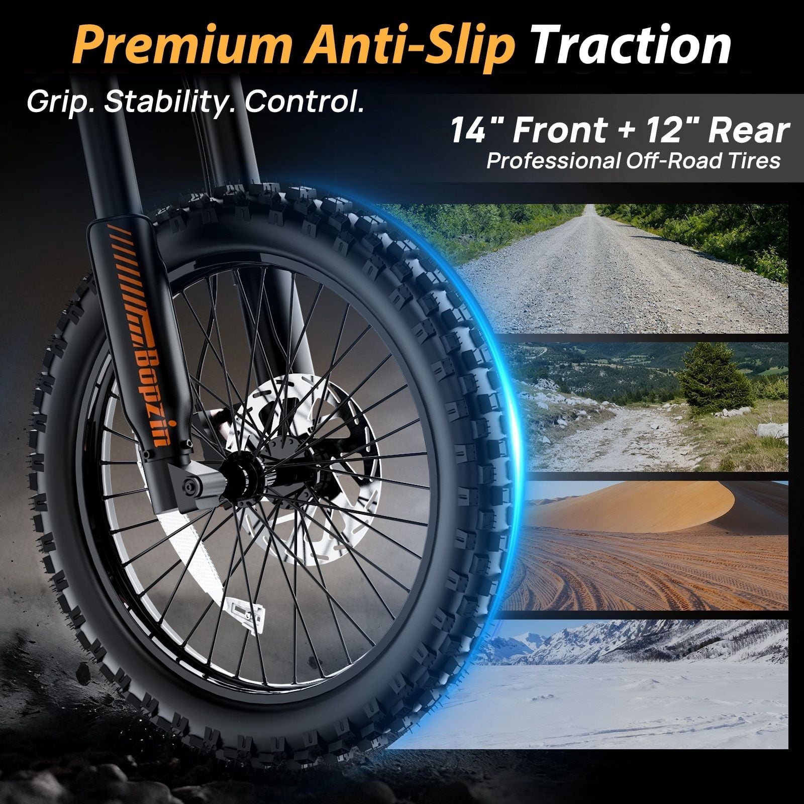 Electric Dirt Bike for Adults/Teens,Peak 2600W,Anti Theft Alarm Electric Motorcycle,60V 23AH,Max 100 Miles Removabale Battery,14/12 Tire Mountain Bike UL2849