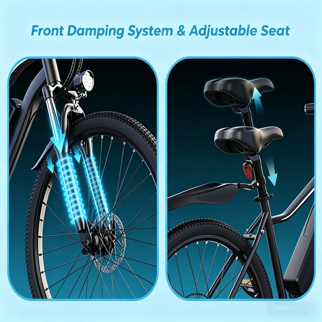 iScooter Electric Bike for Adults 20 Mph, 30+Miles Electric Bicycle,500W Electric Bike with 36V 10.4Ah Battery, 5-Speed, 26 Tires and Front Fork Suspension