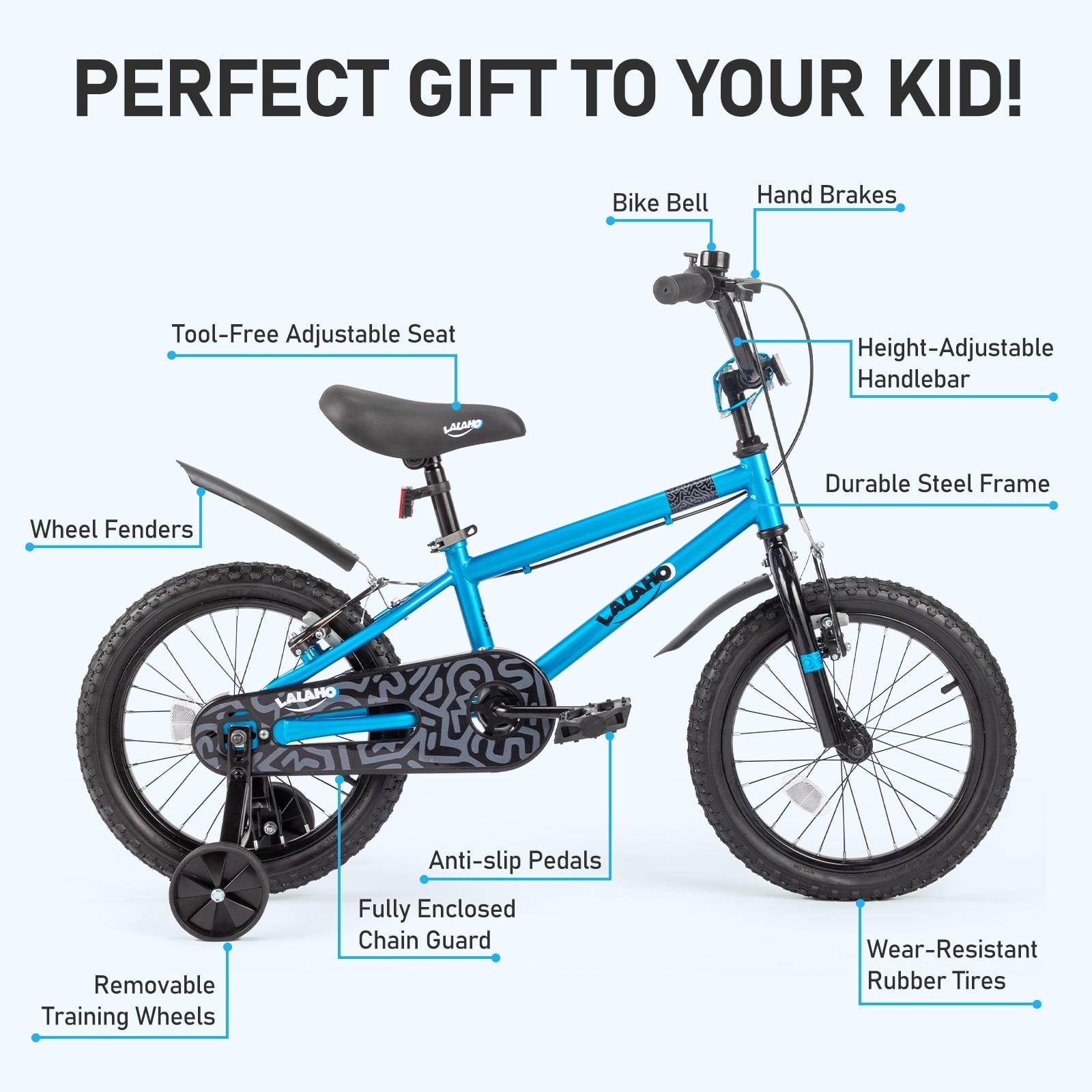 Ktaxon Bike, 18 Inch Bicycle with Training Wheels and Kickstand, Easy to Assemble, Learning to Ride, Blue