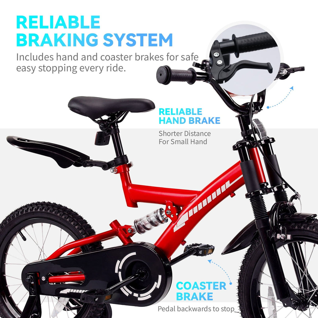 Fenbeli 18 Inch Kids Bike with Training Wheels for Girls Boys Ages 6-9, Red