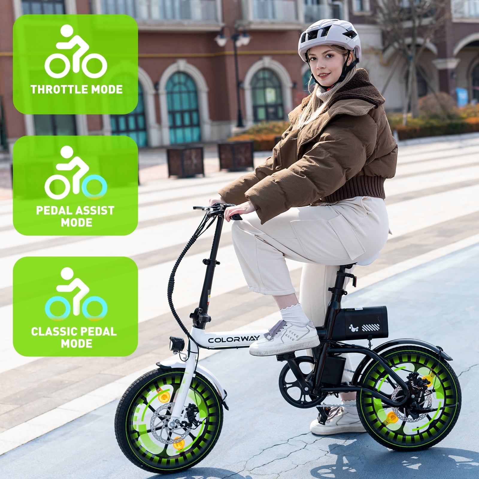 COLORWAY BK35M 16 Foldable Electric Bike for Adults, 350W Lightweight Commuter E-Bike, 37 Miles Range, Quick-Fold Portable Design, Aluminum Frame, UL2849 Certified