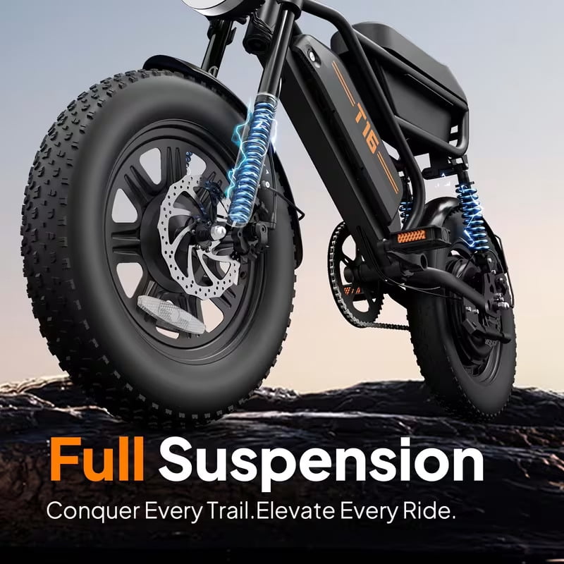 URLIFE 16*3.0 Fat Tire Electric Bike for Adult, 1000W Peak Motor, 48V 13Hh Removable Battery, Up to 28MPH 80Miles Range, Electric Dirt/Mountain Bike-UL2849