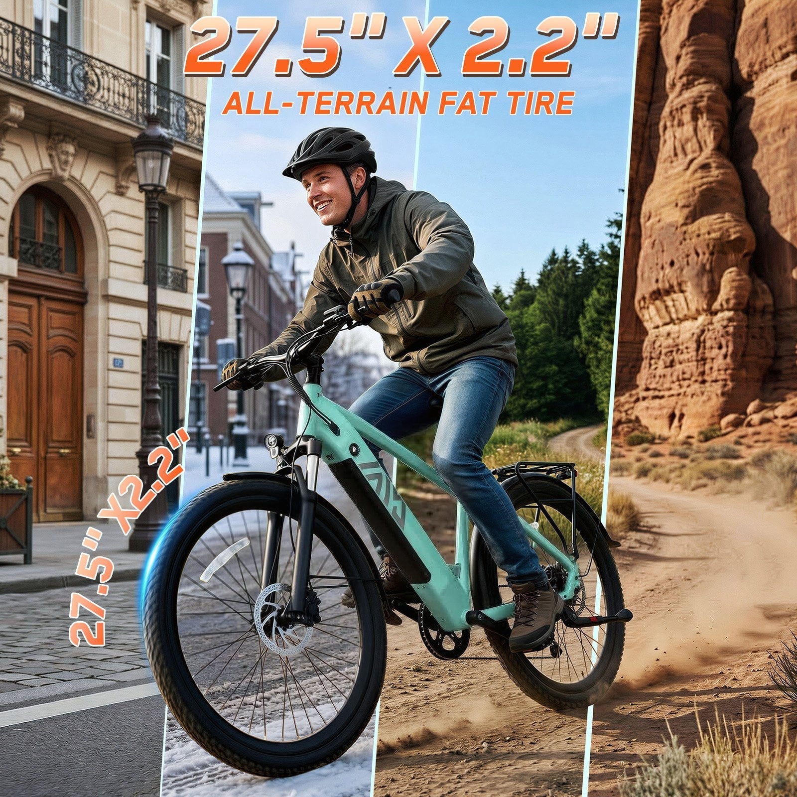 TST Electric Bike for Men, Peak 1000W E Mountain Bike, Electric Bicycle, 27.5 Tire EBike, Hydraulic Disc Brakes, 48V/15Ah Battery