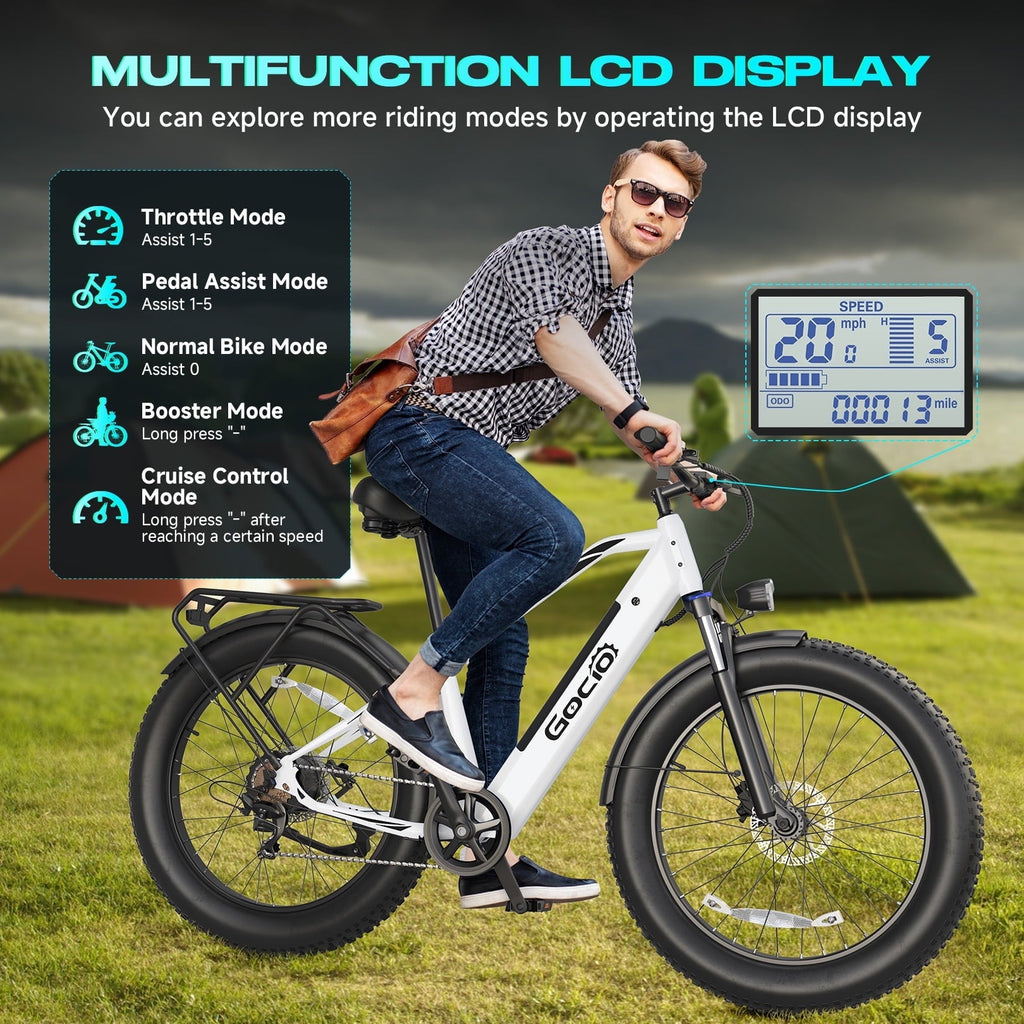 Gocio UL2849 Certified 26x4.0 Fat Tire Electric Bike for Adults, 1500W Peak Motor, 48V 15Ah Battery, 25MPH Max Speed, Off-Road Mountain E-bike