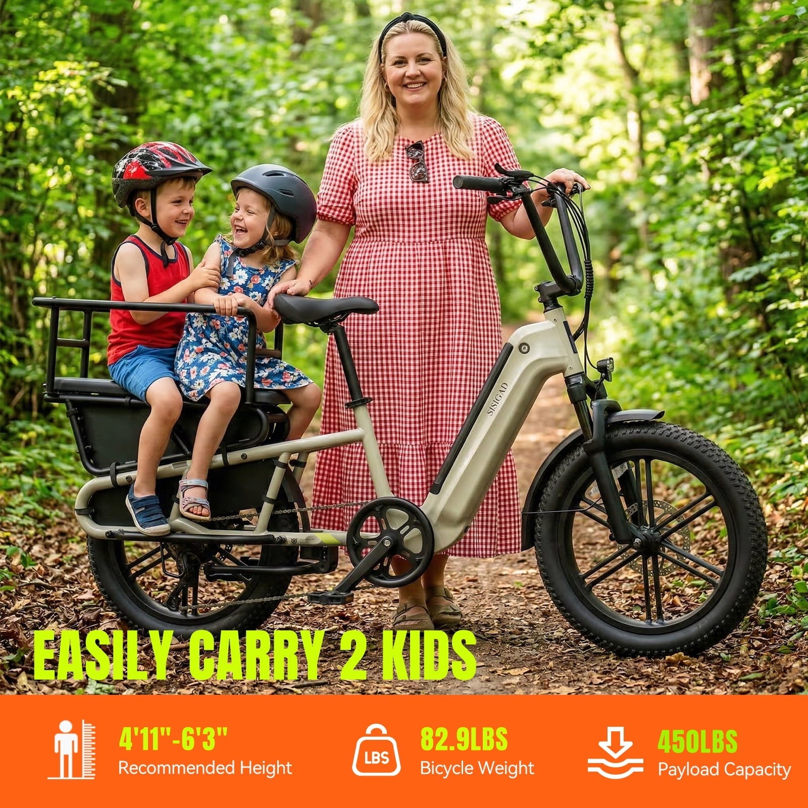 SISIGAD Electric Bike for Adults, Peak 1500W Motor, E Mountain Bike, 20'' Fat Tire Ebike, Fast Cargo Ebikes, Electric Bicycle 48V/15Ah UL2849