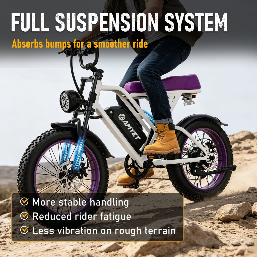 AMYET G60 Electric Bike for Adults, 1000W Peak 1500W, 48V 20Ah, 20x4 Fat Tire E Mountain Bike, UL2849