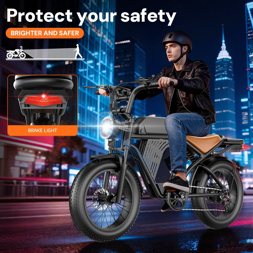 ASKGO Electric Bike for Adult, 2200W Peak Electric Dirt Bike, 100 Miles, 7 Speed Electric Motorcycle, 48V Removable Battery, 20 Fat Tire Off Road Ebike, Full Suspension Ebike for Snow/Beach/Mountain