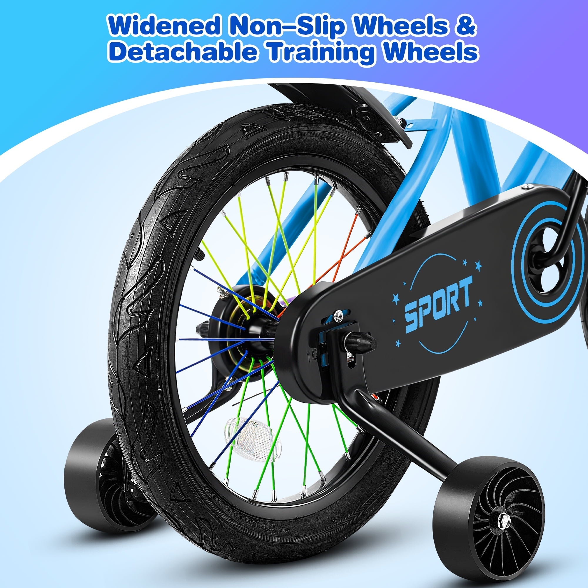 Lookfly 16 Kids Bike for Boys and Girls with Removable Training Wheels,Children's Cicycle,Purple