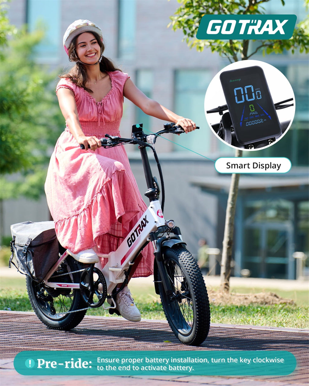 GOTRAX R2 Folding Adult Electric Bike, 500W 20mph, 20 x 3 Fat Tire, LCD Display, Black