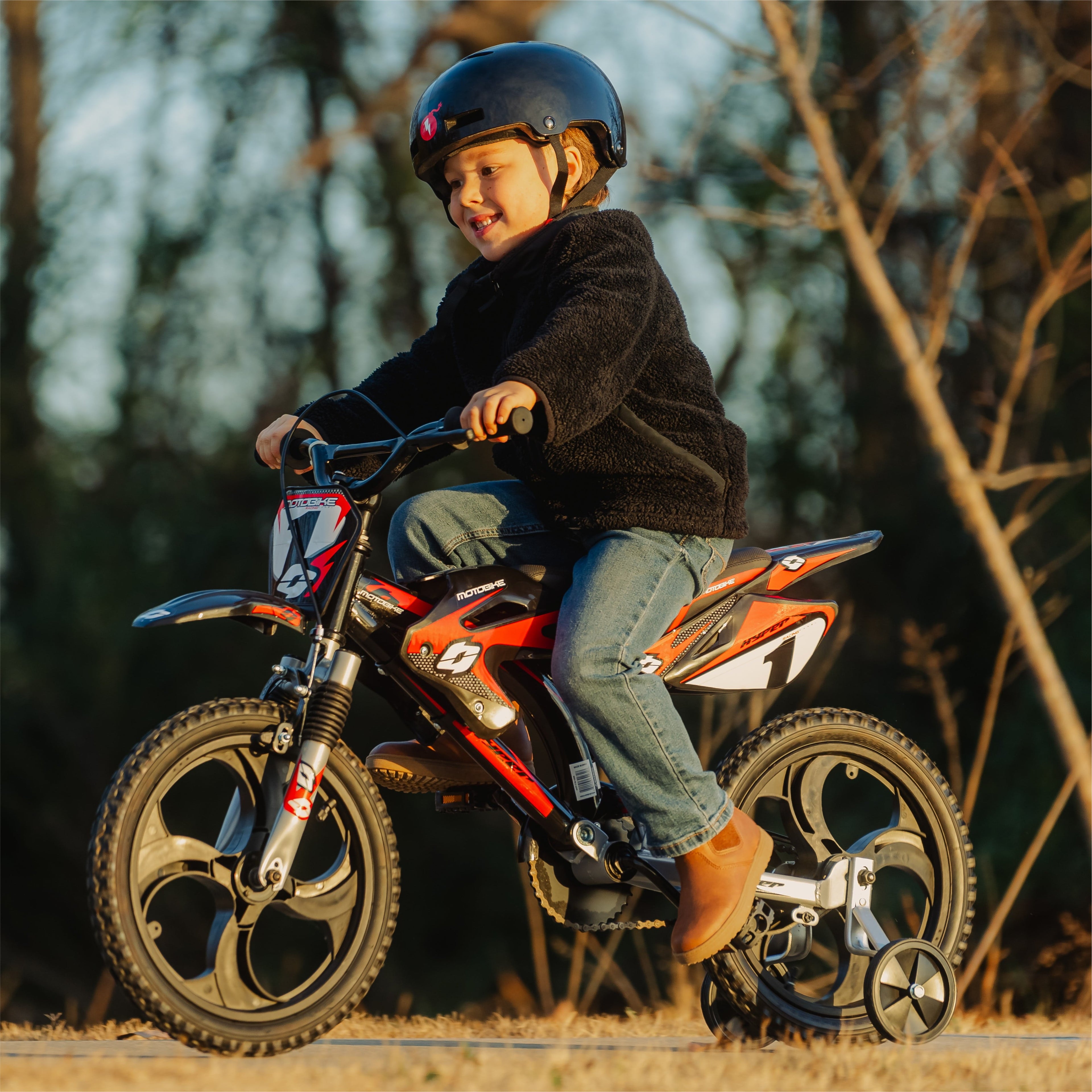 Hyper Bicycles 16 Moto Bike, Children Ages 5-7, Black/Red