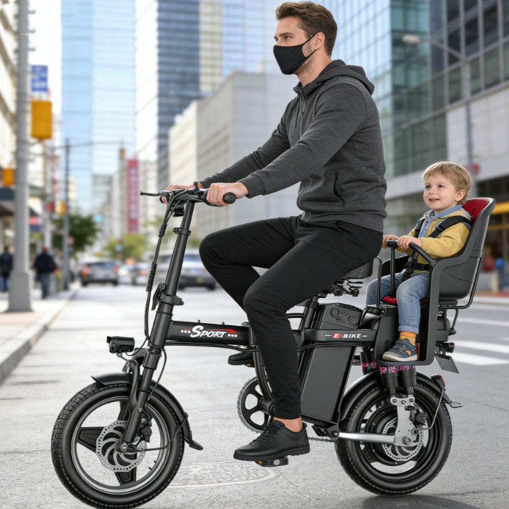 ASKGO F9 Adult Folding Electric Bike, 1200W 25 MPH 25 Miles, 48V 13Ah Removable Battery, Meets Daily Commuting,Going Out and Playing,Give the best gift,Folding Ebike for Adult with Two Seats .UL2849