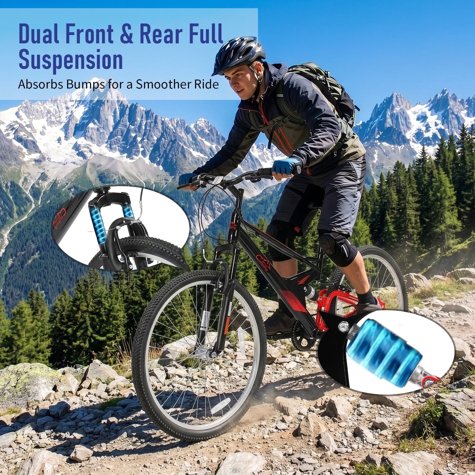 Ktaxon 26 inch 7 Speed Mountain Bike for Adult, Dual Shock Absorbers, Dual V Brake, Black