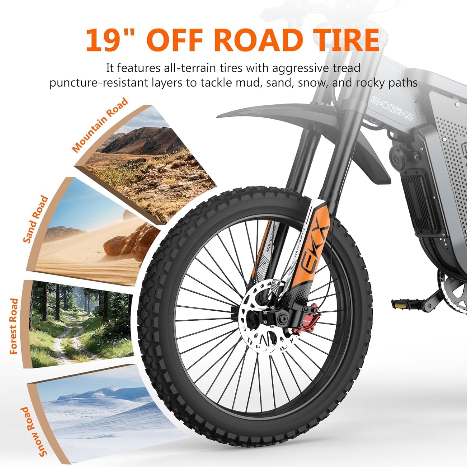 EKXBIKE Peak 6000W X21 Max Electric Bike for Adults,60V 30Ah Battery Off-Road E-Bike,50 MPH Electric Motorcycle,19x2 All Terrain Tires,Dual Suspension Mountain Ebike UL2849