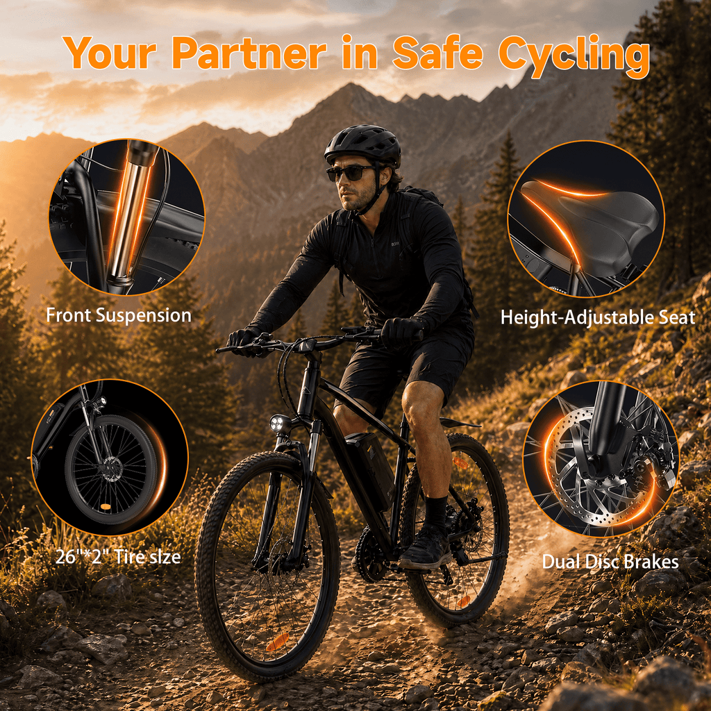 iScooter Electric Bike for Adults 20 Mph, 30+Miles Electric Bicycle,500W Electric Bike with 36V 10.4Ah Battery, 5-Speed, 26 Tires and Front Fork Suspension