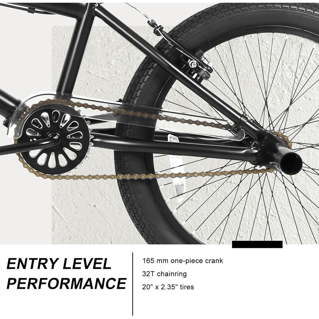 Hykolity 20 inch BMX Bike Freestyle Cycling Trick Bicycle with 4 Pegs for Teenage Adults Men Women Beginners Street Stunt Bike V-Brake Silver