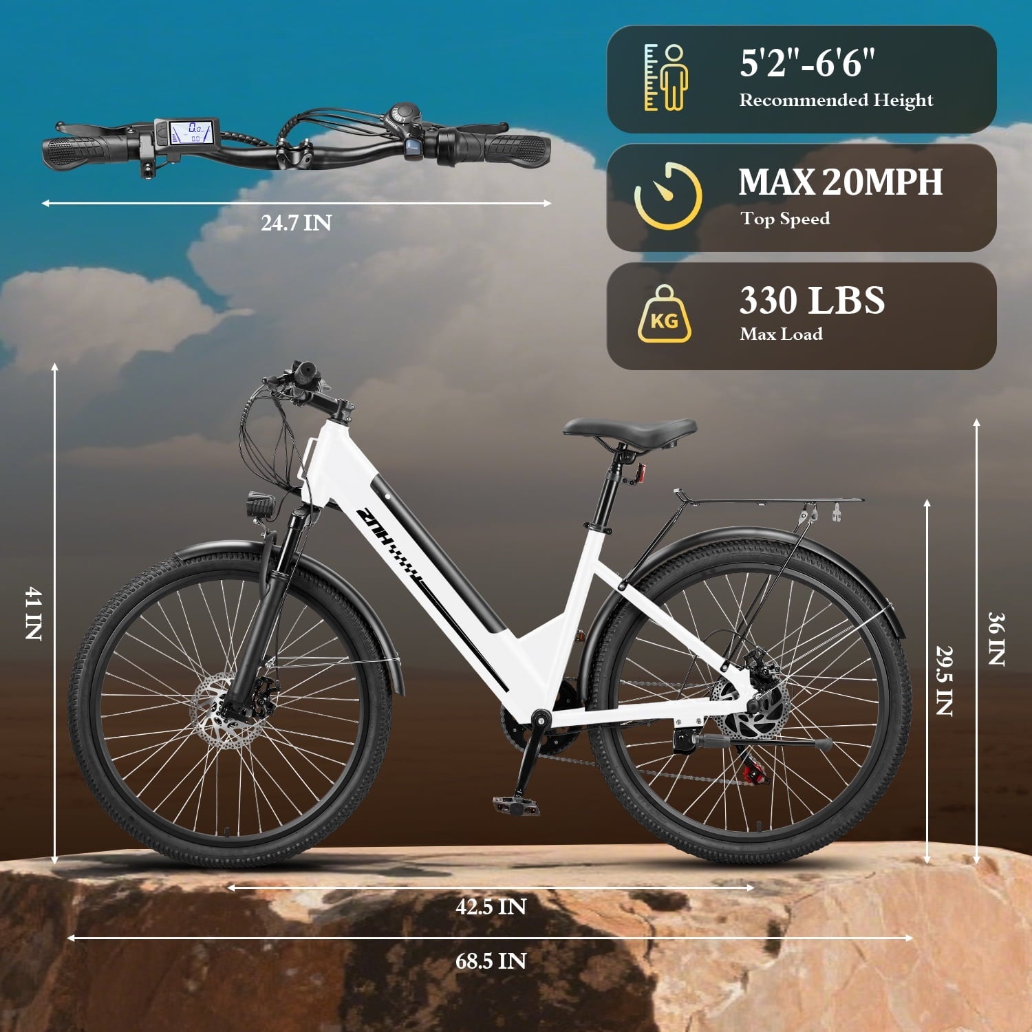 ZNH 26Low Step Commuter Electric Bike for Adults|750W Powerful Motor Adult Electric Bicycles Max 20mph|48V 13Ah Removable Battery Women City Ebike|UL2849|Black